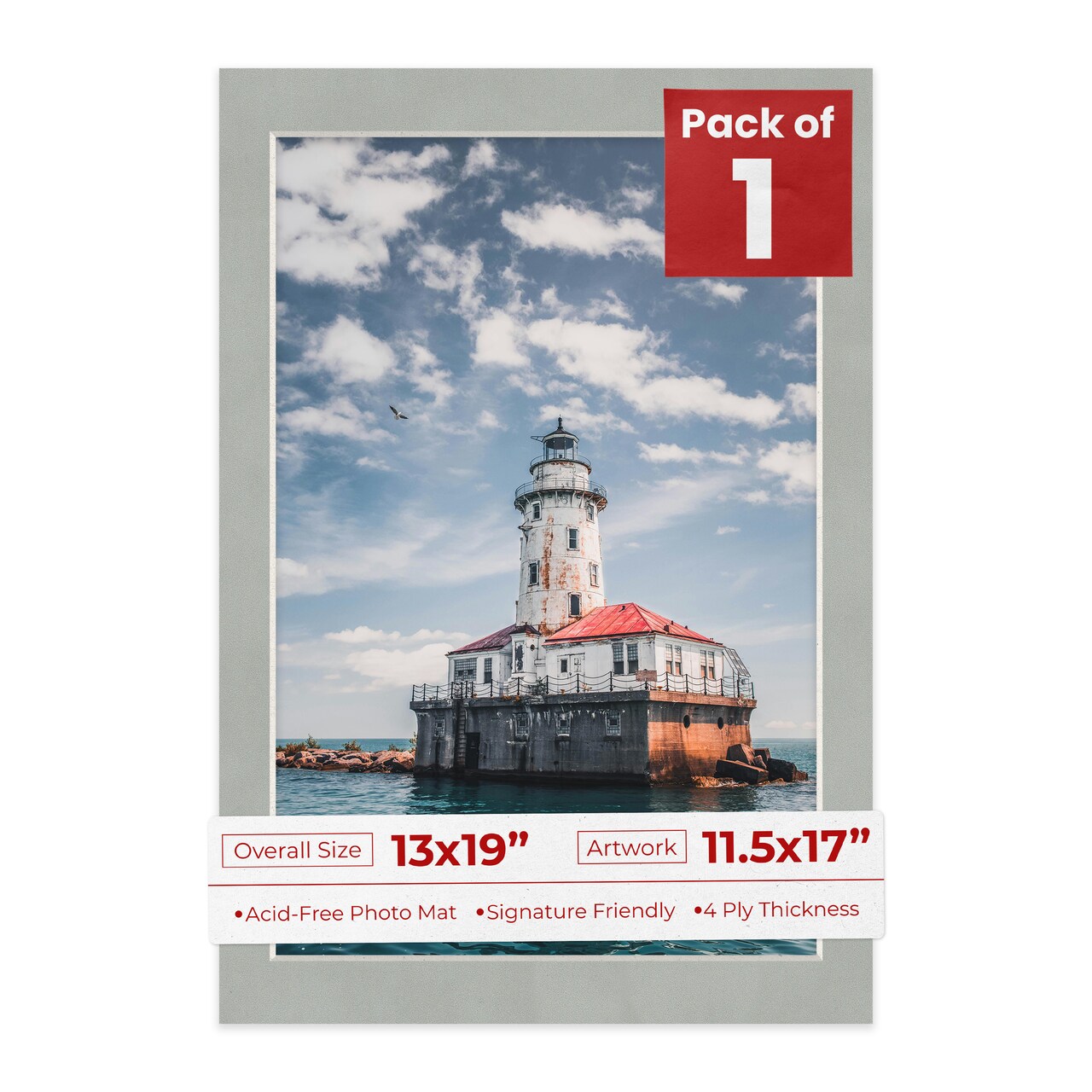 Light Grey Suede Mat Board for 13x19 Frames - Fits 11.5x17 Photos